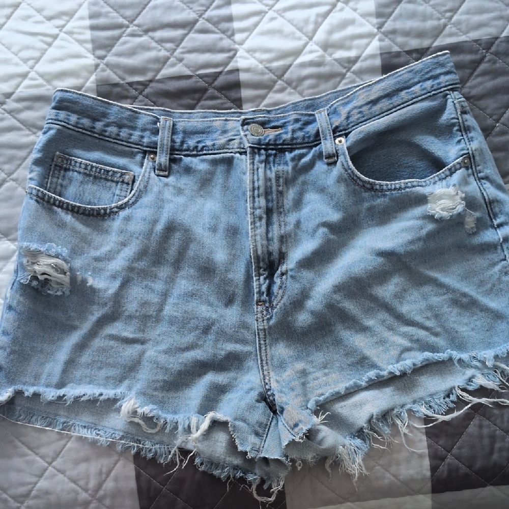 Uniqlo Light Blue Frayed Jean Shorts